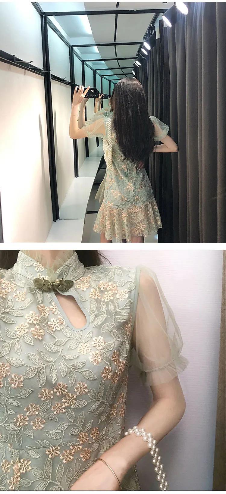 Г. Летнее платье nian qing kuan Cheongsam улучшенная версия Длинное Элегантное платье в китайском стиле для девочек, короткий рост, Osteoclasts, рыбий хвост