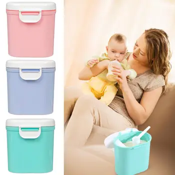 

Safe Newborn Baby Food Storage Box Portable Milk Powder Snacks Case Feeding Container with Spoon Silicone Seal Ring