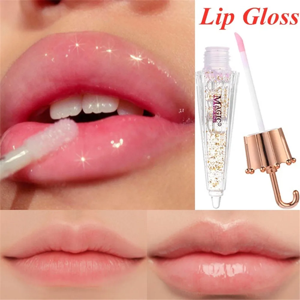 Зонт меняющий цвет прозрачный Жидкий блеск для губ водостойкий долговечный