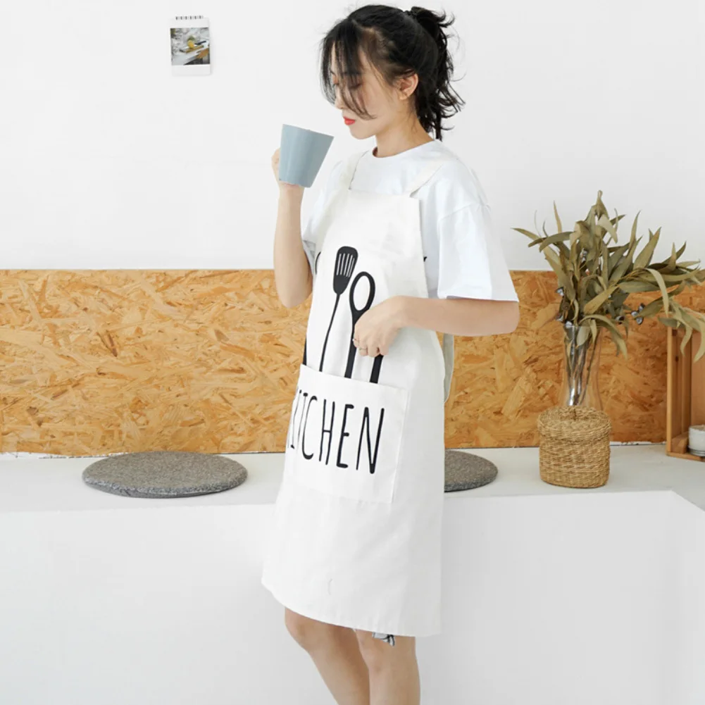 Spoon Letter Printed Sleeveless Overall Home Kitchen Cooking Baking Apron