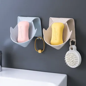 

Drain Soap Box Sticky Soap Holder Bathroom Shower Accessories Storage Box Organizer Tray Non-Perforated Shelf Wall-Mounted
