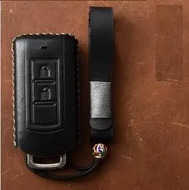 2Button black Чехол для ключей из натуральной кожи с дистанционным управлением для Mitsubishi Outlander, Lancer 10 Pajero Sport EX ASX Colt Grandis L200 Smart Key - Название цвета: 2Button black