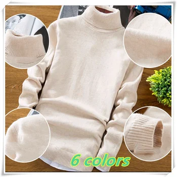 

men causal sweater autumn winter turtleneck sweater wool sweater Solid Color casual Slim fit winter knitted pullover men sweater