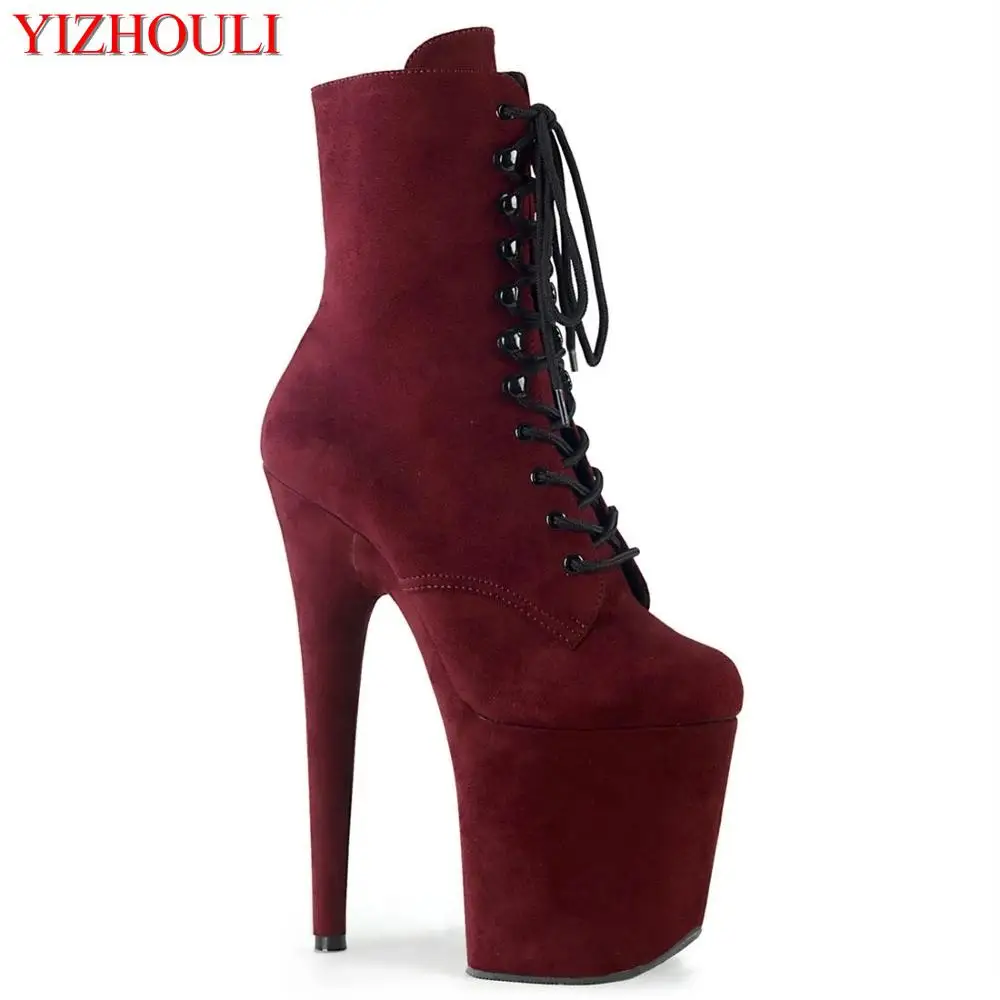 

Sexy ankle boots, multi-color optional, suede bag heel, model club using 20cm high heels, pole dancing, dancing shoes