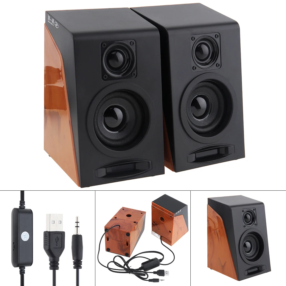 wood computer speakers