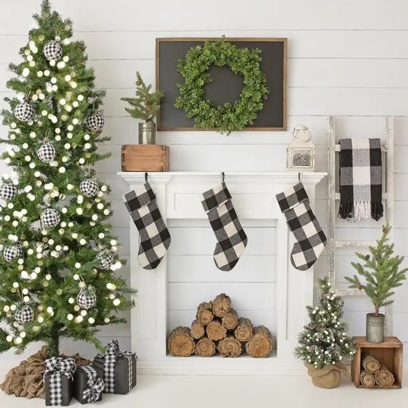 Photography Backdrop Happy Farmhouse Christmas Background Holiday Christmas Decoration for Home Floral Children Family Party