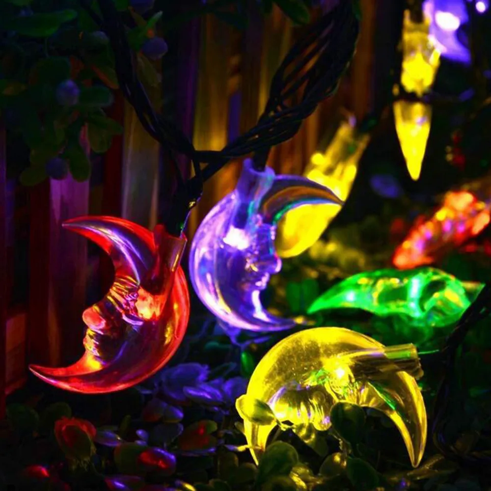 Bzoosio 4 м 30LED лунообразные солнечные наружные гирлянды вечерние для патио двора