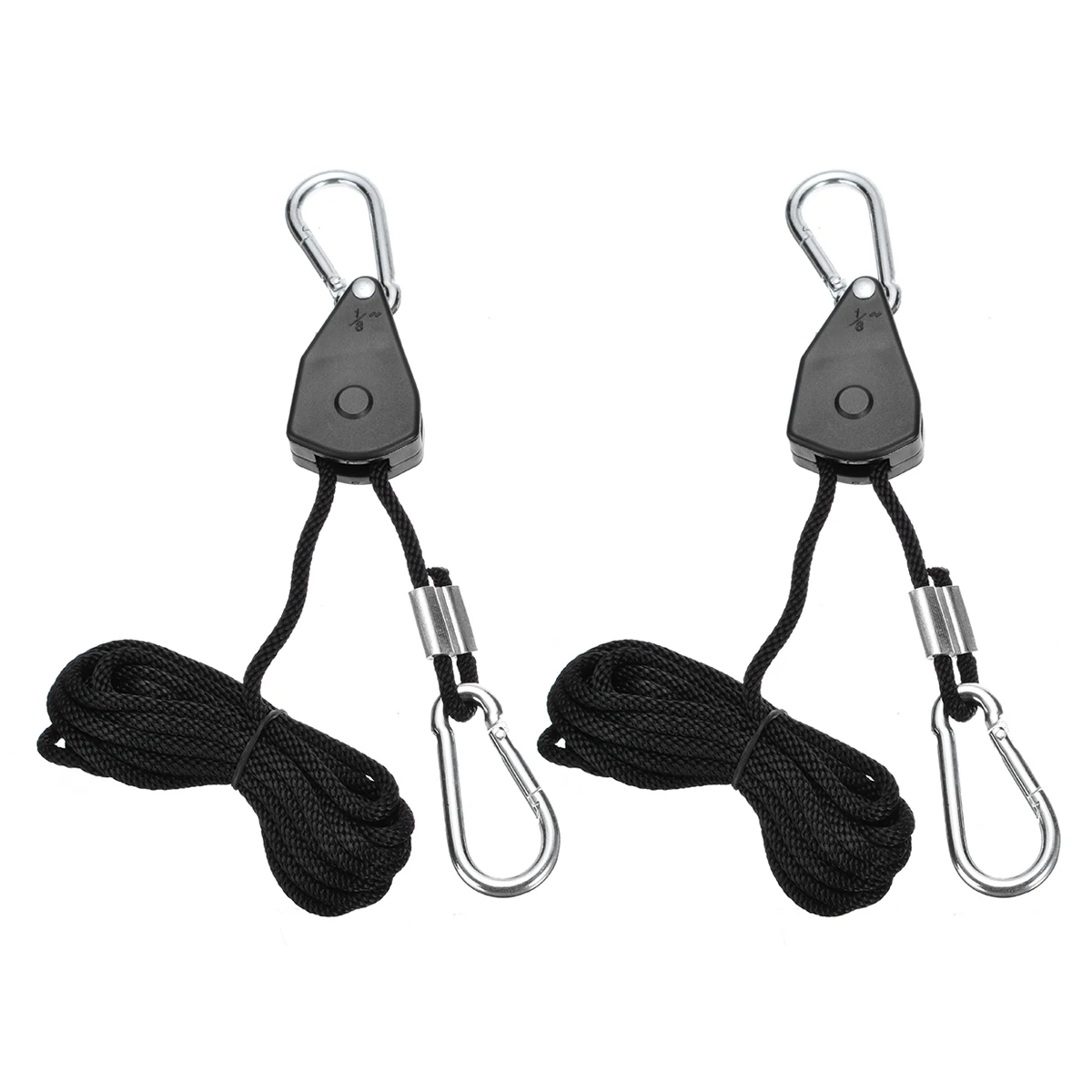 

2pcs 1/8 Inch 150 LBS Adjustable Rope Ratchet Quickly Locks And Secures LED Alloy Hook Plastic Pulley Portable Light Parts