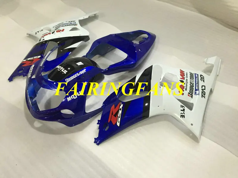Набор обтекателей для GSXR600 750 K1 01 02 03 GSXR 600 GSXR750 2001 2002 2003 белый синий Обтекатели Кузов+ подарки SH43