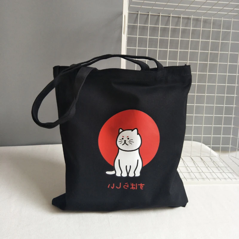 

2019 Fashion Women's Tote Bag Korea Original Cute Cat Canvas Shopping Bag Animal Prints Girl Student Shoulder Bags