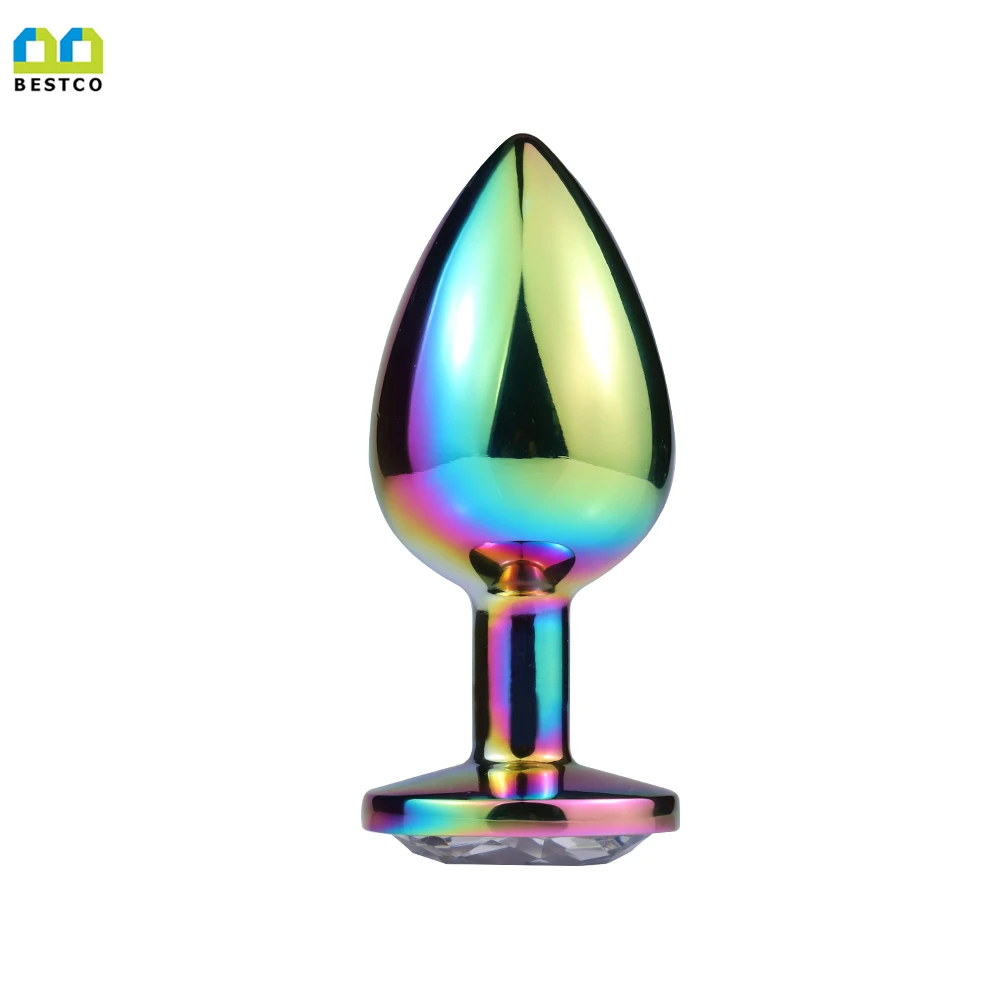 Bestco Stainless Steel Rainbow Anal Plug Stimulate Butt Massage Crystal Trainer G-Spot SM Adult Erotic Sex Toys for Women/Man afbeelding
