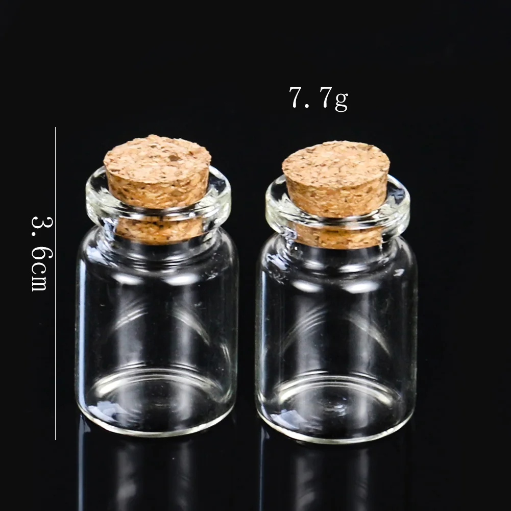 1PCS 5/10/20ml Wishing Bottle Glass Message Vials Jars with Lid Drifting Bottle Cork Stopper Mini Transparent Glass Bottle 6