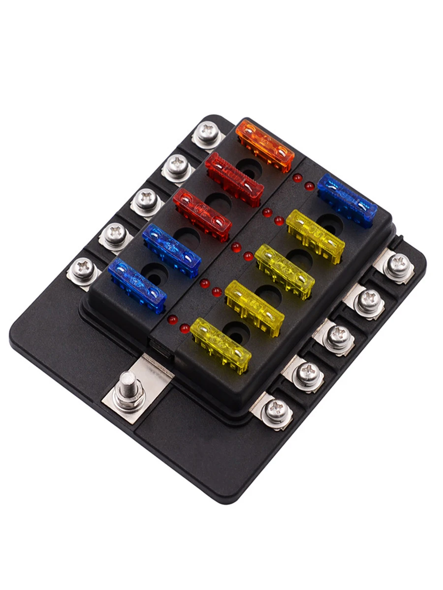 Car Blade Holder Fuse Box 12/10/8/6 Ways Modified Terminal Block Fuse with LED Warning Light for Car Boat Marine Trike 12V 24V Car Blade Holder Fuse Box 12/10/8/6 Ways Modified Terminal Block Fuse with LED Warning Light for Car Boat Marine Trike 12V 24V
