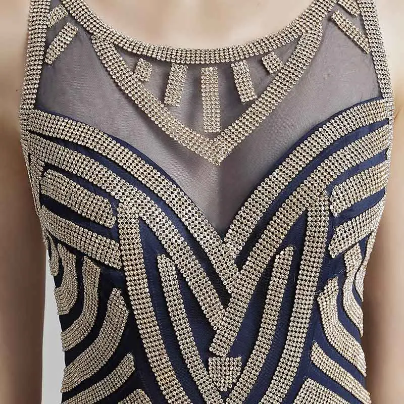 Robe De Soiree, Длинные вечерние платья, Русалка, круглый вырез, без рукавов, бисер, кристалл, вечерние платья, vestidos de fiesta de noche LSX493