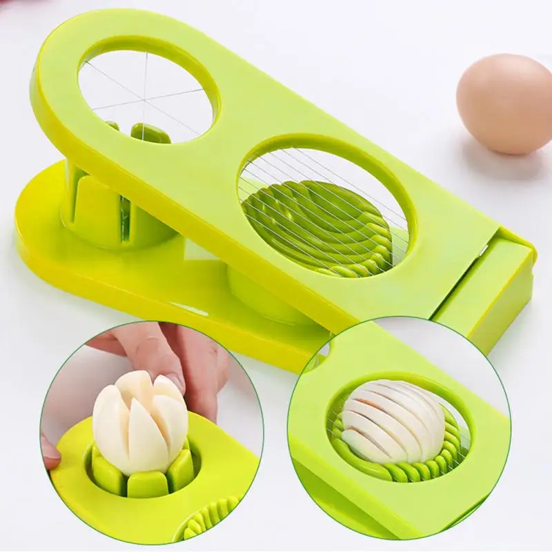 

2 in1 Egg Slicer Fruit Cutter Kitchen Gadgets Sectione Cutter Egg Ring Double Egg Dividers Egg Tools Multifunction Egg Cutter