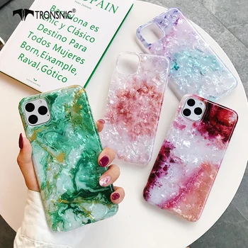 

Texture Marble Glossy Phone Case for iPhone 11 Pro Max XR X XS MAX Soft Green Red Luxury Case for iPhone 6 6s 7 8 Plus Cover Hot