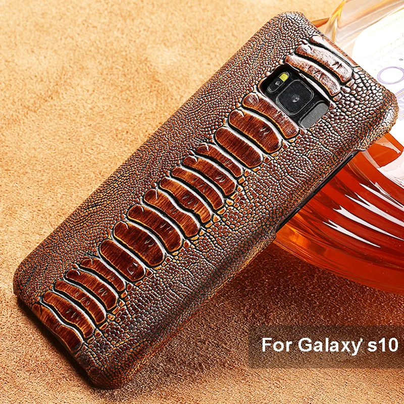 

LANGSIDI For Galaxy note 9 Genuine leather ostrich foot mobile phone case for Samsung Note 8 Luxury Sheath covers For s10 plus
