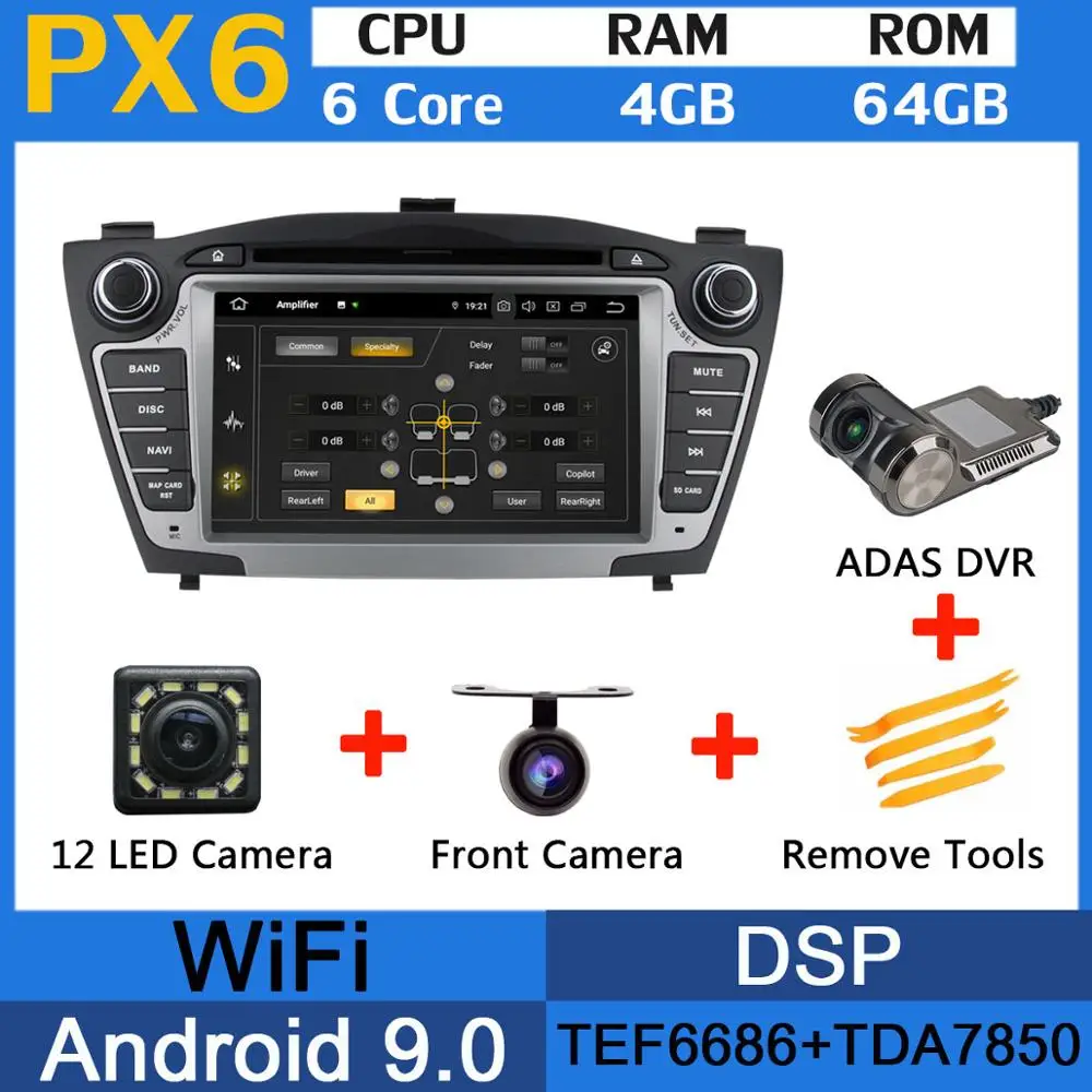 5 USB порт PX6/Восьмиядерный Android 9,0 автомобильный dvd-плеер для hyundai IX35 2010 2011 2012 2013 автомобильный Радио gps DSP Android авто - Цвет: PX6-Adas
