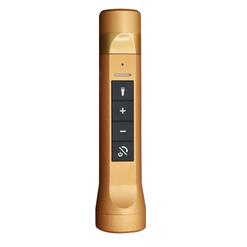 Открытый фонарик Портативный беспроводной Bluetooth динамик банк питания TF FM радио Музыка всасывания для велосипедов велосипеды#2 - Цвет: Золотой