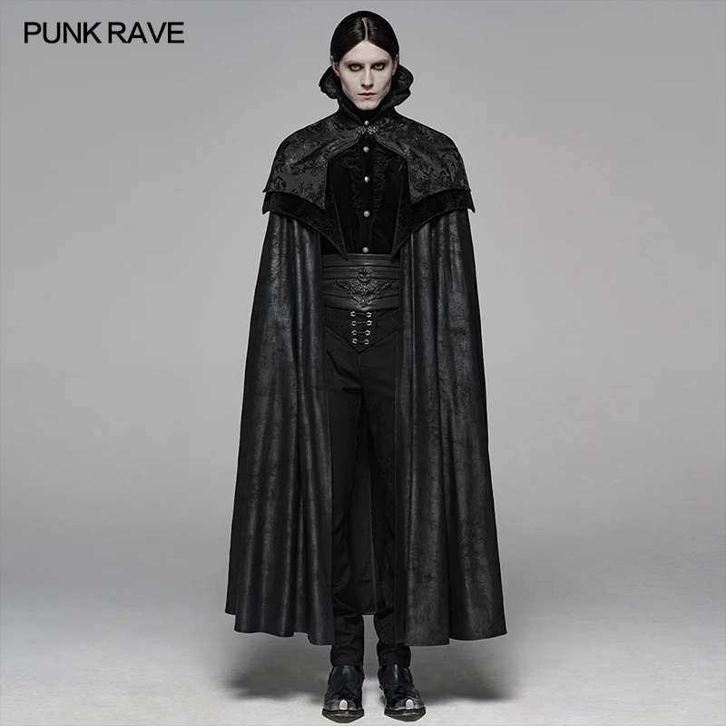 PUNK RAVE Men's Noble Gothic Gorgeous Long Cloak Big Hem Handsome Winter Coat Party Club Halloween Cosplay Cape Mens Coats PUNK RAVE Men's Noble Gothic Gorgeous Long Cloak Big Hem Handsome Winter Coat Party Club Halloween Cosplay Cape Mens Coats