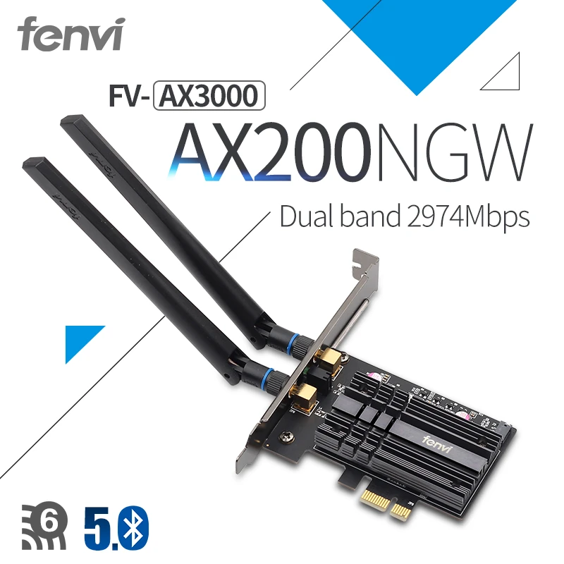 

Dual Band 3000Mbps Intel AX200 PCI-E WiFi Card Adapter Bluetooth 5.0 802.11ax/ac 2.4G/5Ghz Desktop WiFi 6 MU-MIMO For Windows 10