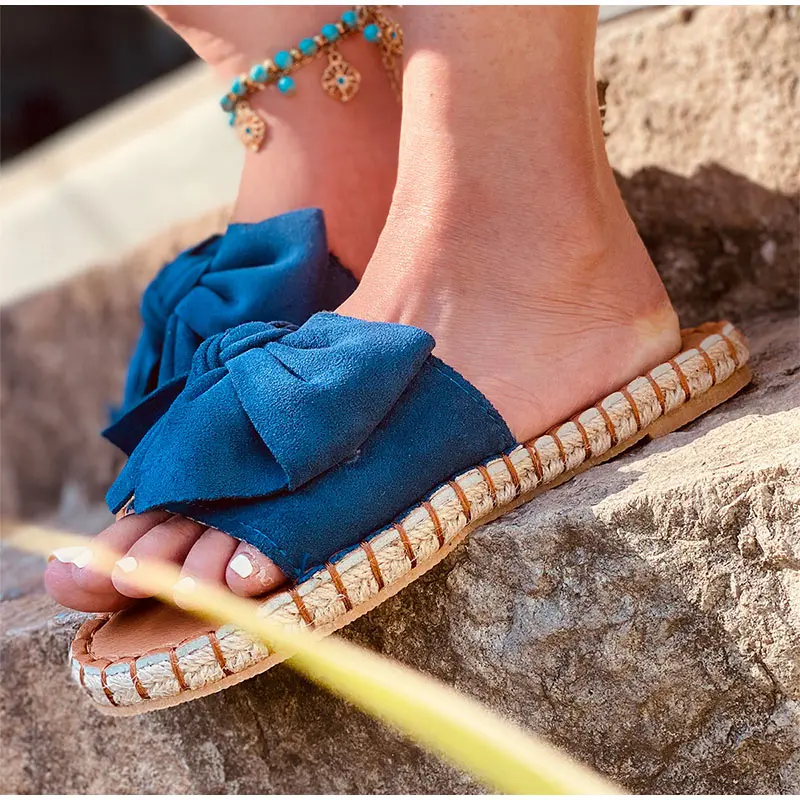 Vanessas women’s slippers beach shoes casual flat slides bow-knot sandals