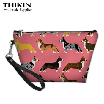 

THIKIN Cartoon Corgi Print Women Make Up Bag Cute Beagles Dog Make Up Organizer Toiletry Bag Kits Storage Travel Wash Pouch