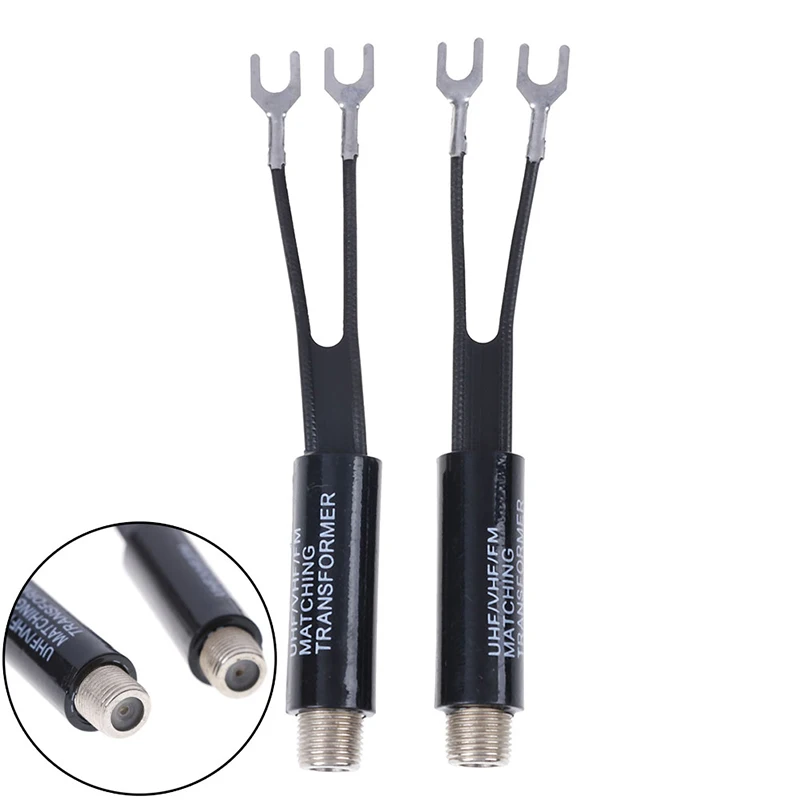 

2Pcs UHF/VHF/FM/TV F cable 75-300 Ohm balun antenna matching transformer adapter