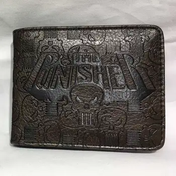 

Hot Punisher Wallet Leather Embossed Purse Bifold Short Wallets with zipper pocket card ID Holders