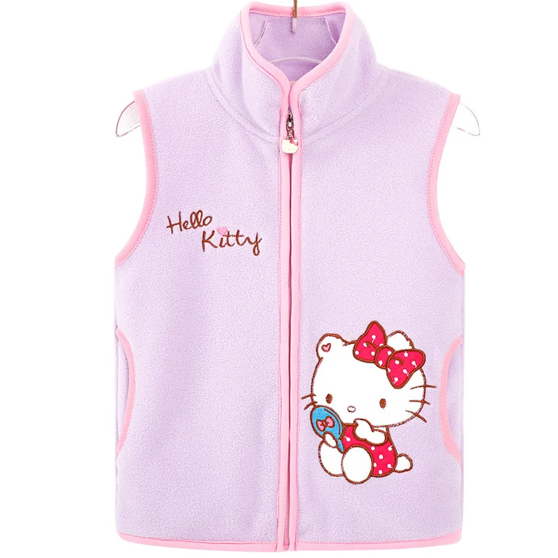 thumbnail image 1 of HelloKitty-Chaleco bordado de dibujos animados para niños, chaqueta de lana Polar para primavera y otoño, chaleco doble, chaleco cálido para bebé, 1 of 5
