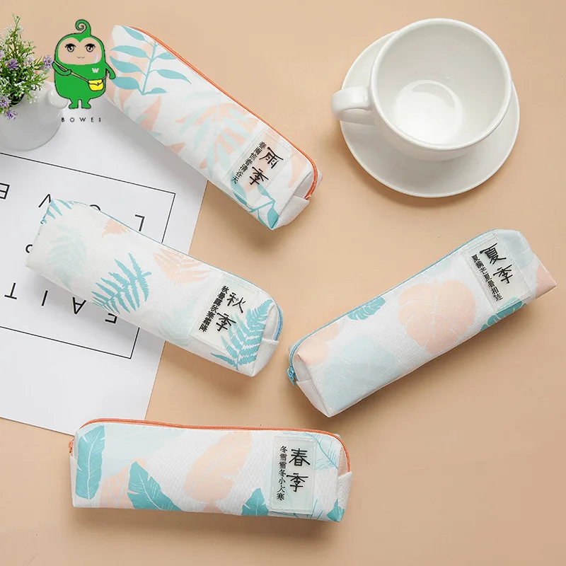 

Boway Korean-style Students Simple Color Four Seasons Canvas Large Capacity Pencil Case Boys And Girls in Students Stationery Oc