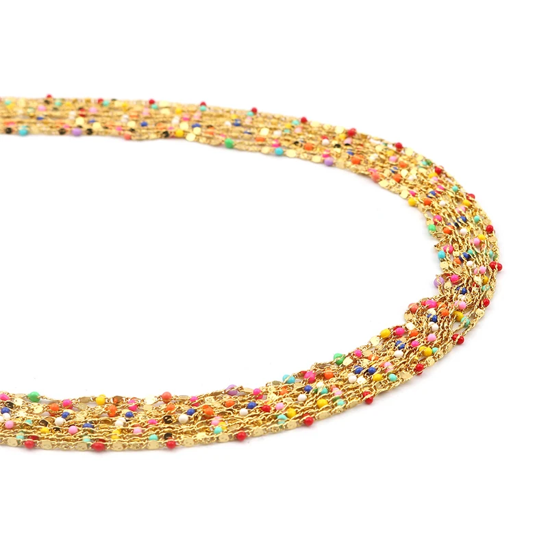 

DoreenBeads 304 Stainless Steel Link Chain Gold Color Red/Blue Enamel DIY Necklace Bracelet DIY Making Jewelry Findings 7x2mm,1M