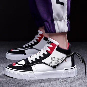 

Brand Fashion Men Casual Shoes Light Breathable Mesh Shoes Men Sneakers Lace Up High Top Male Personality Lace-up Shoes 2020