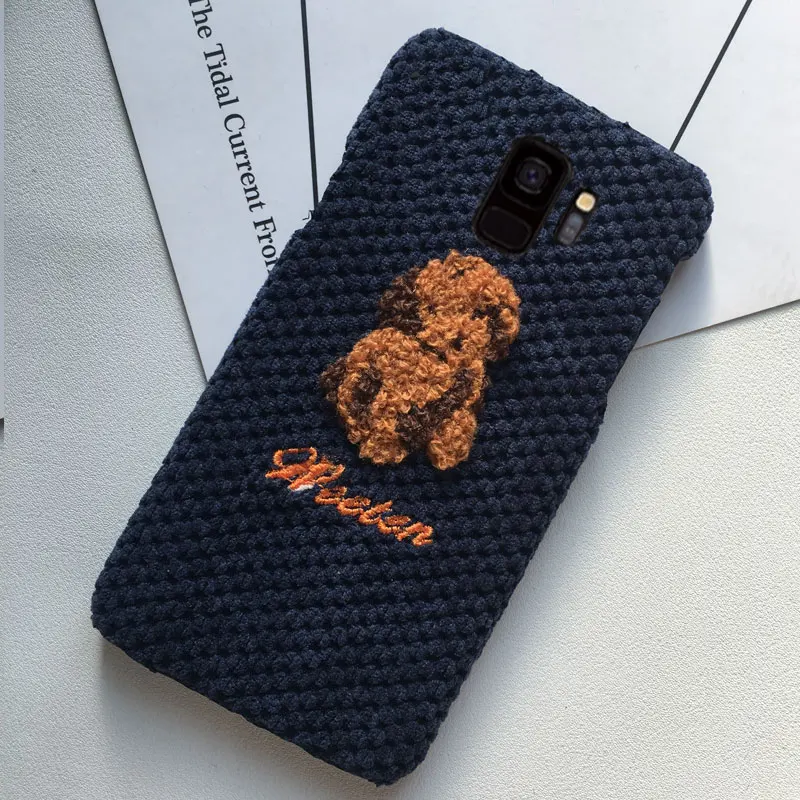 Dog Осенний теплый тканевый чехол для телефона для samsung Galaxy S8 S9 Plus S8+ S9+ мультяшный милый чехол s полотенце вышивка Твердый Чехол - Цвет: Dog