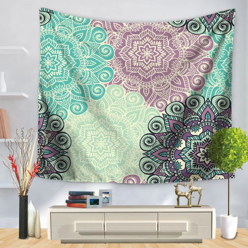 Mandala Colorida India Patron Tapiz Boho Pared Colgante De Fondo