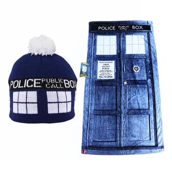 

Doctor Who Tardis Police Box Delxue Beanie Winter Warm Hat Cosplay Costume Bath Beach Towel