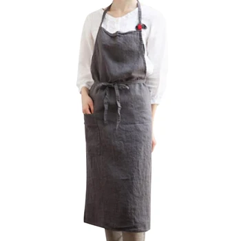 

Japanese Women Cross Back Apron Housework Baking Wrap Cotton Linen Florist Dress Literary Art Cotton And Linen Apron