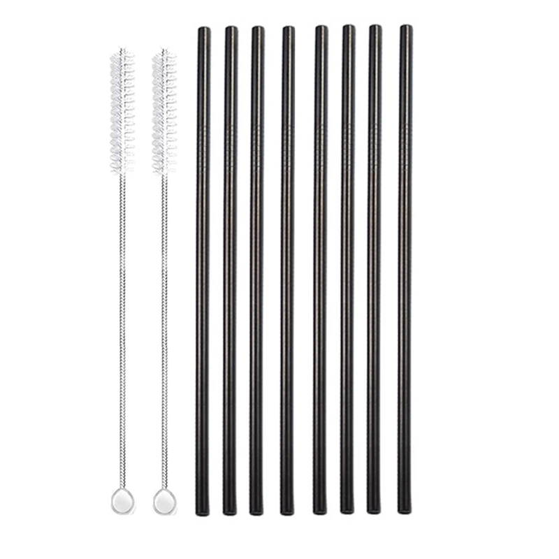 Eco-Friendly Reusable Stainless Steel Drinking Straws Set with Cleaner Brushes