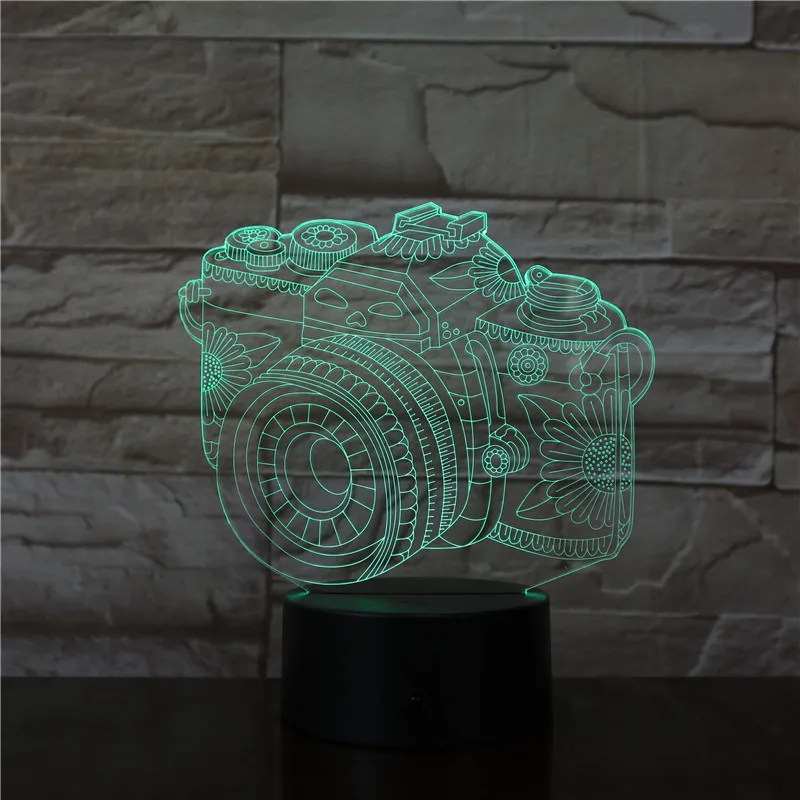 Новинка 3D лампа камера иллюзия светодиодный USB сенсорный светильник 7 цветов