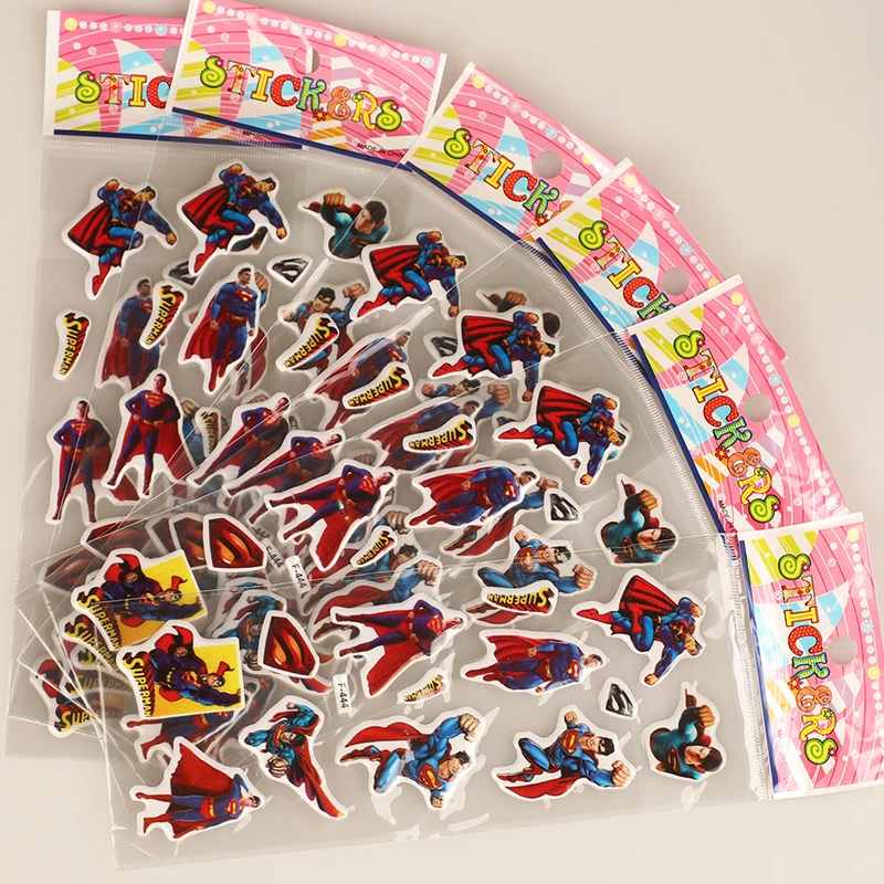 

6 Sheets 3D Anime Hulk Venom Portrait Sticker Superman Bubble Decals for Scooter Living Room Baby Kids DIY Toys Boys Gift Reward