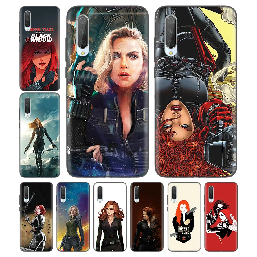 

Silicone Case For Xiaomi Redmi Note 7 7A 7S 6 6A 5 K20 Mi A1 A2 A3 8 9T CC9 CC9E Lite Pro F1 GO Cover Black Widow Marvel