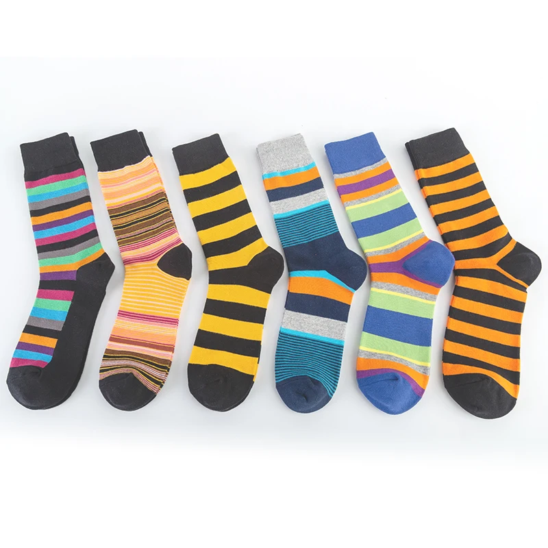2020 Autumn New Happy Socks Men Colorblock Stripes Funny Socks Warm Birthday Holiday Gift Daily Wild 6 Colors skateboard Socks photo