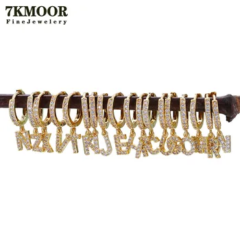 

1 pcs 925 Sterling Silver CZ 26 Letters Hoop Earring Zircon Cartilage Earrings Puncture Helix Piercing Earring Fine Jewelry