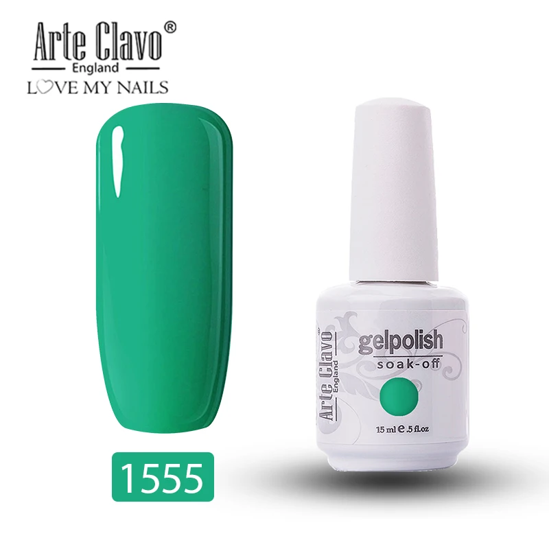 1555 Arte Clavo 15 мл 179 цветов светодиодный Гель-лак для ногтей Топ УФ-Гель-лак для ногтей Гибридный впитывающий лак для ногтей салонный лак Гель-лак - Цвет: 1555