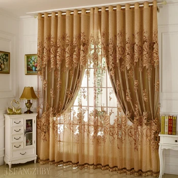 

1 pcs 1x2.5m European Peony Pattern Voile Curtains Tulle Sheer Valances Home Decor Purple/Pink/Coffee Curtains hot