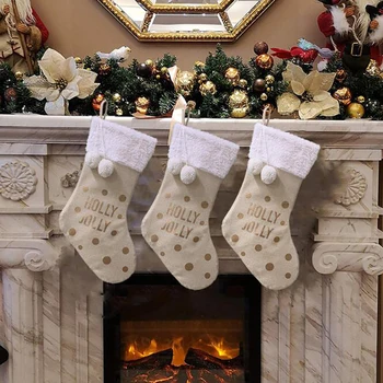 

Santa Stocking Sock Candy Bags Christmas Tree Ornamets Pendants Gift Bag For Children Fireplace Hanging Decor Party Supply