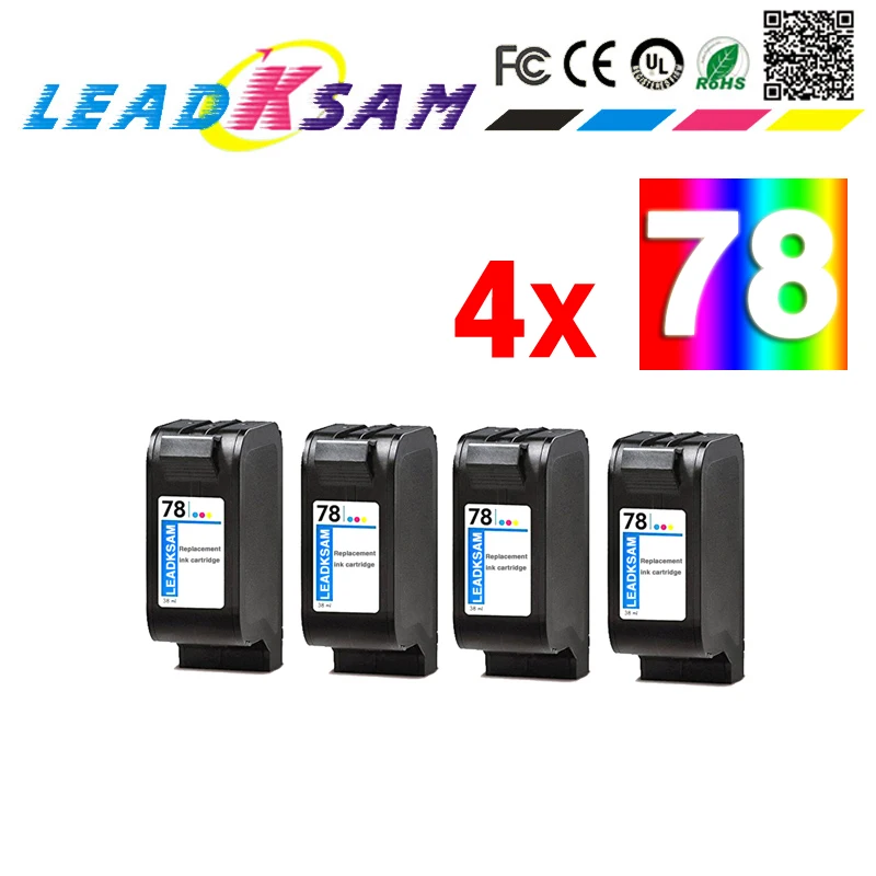 4x replacement Ink Cartridge compatible for hp78 Color 78xl 1180c 1220c 1280 1600c 6122 Printer | Компьютеры и офис