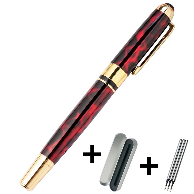 

1 Metallic Gel Pen + 3 Refills Gift Box 4 Colors Beautiful Red Signature Girls Office Stationery Contract Lady Document Sign