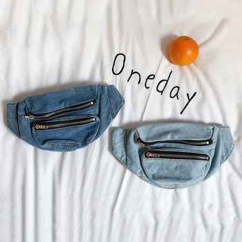 

Retro Ins Demin Wasit Bag Vintage Belt Bag Men And Women Sports Cool Bun Chest Bag