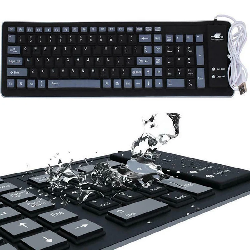 Складная силиконовая клавиатура USB Проводная Гибкая мягкая Водонепроницаемая клавиатура для дома и офиса Hi 888